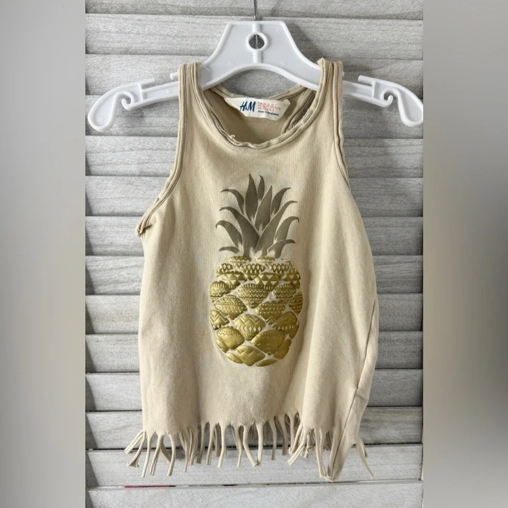 H&M Pineapple 🍍 Raw Edge Tank top. Great Condition. Size 1 1/2- 2 years